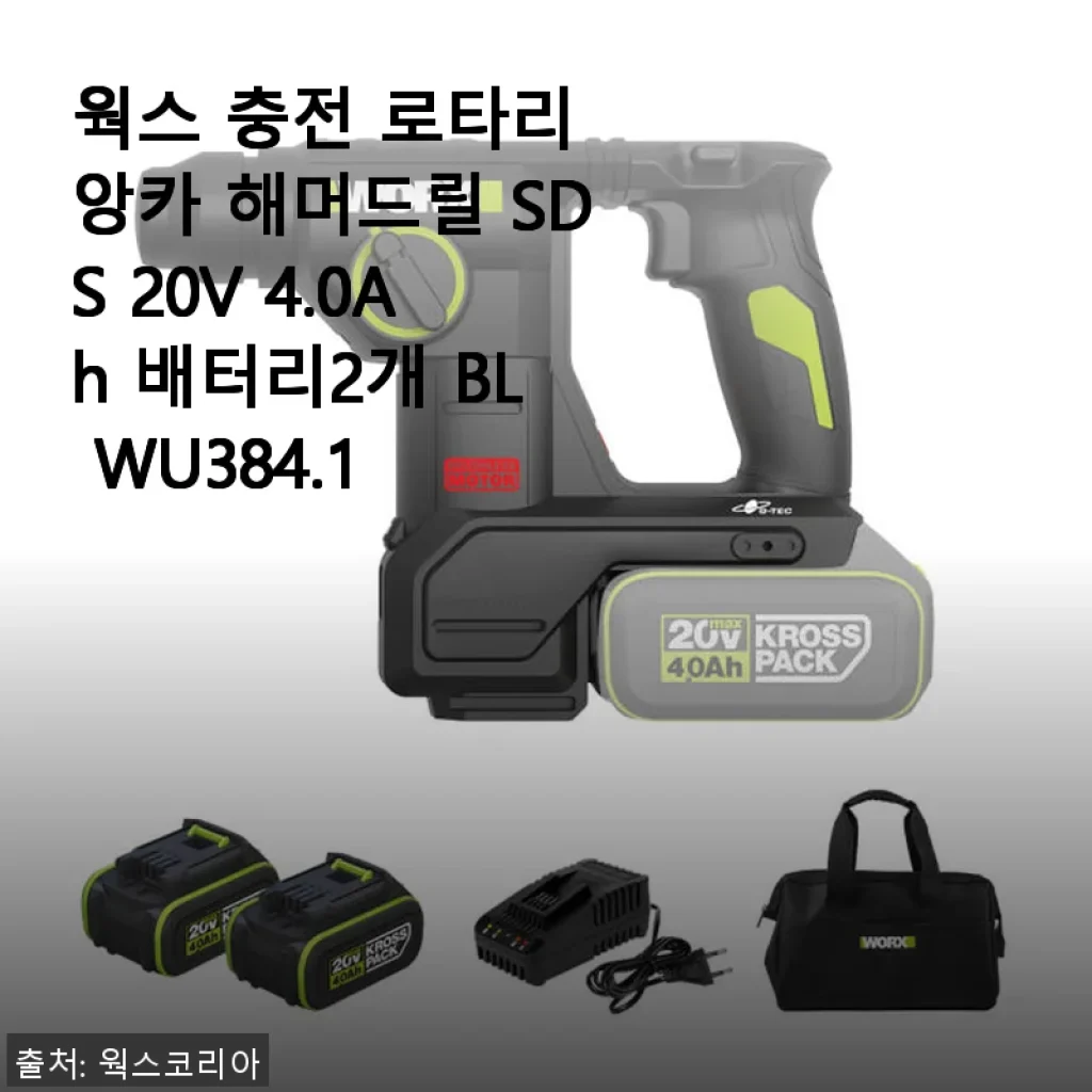 웍스 충전 로타리 앙카 해머드릴 SDS 20V 4.0Ah 배터리2개 BL WU384.1 사용후기