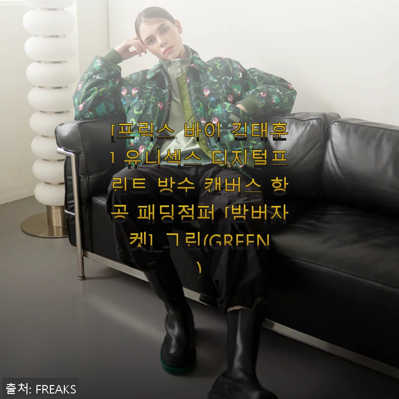 프릭스 바이 김태훈 유니섹스 디지털프린트 방수 캔버스 항공 패딩점퍼 밤버자켓 그린 사용후기