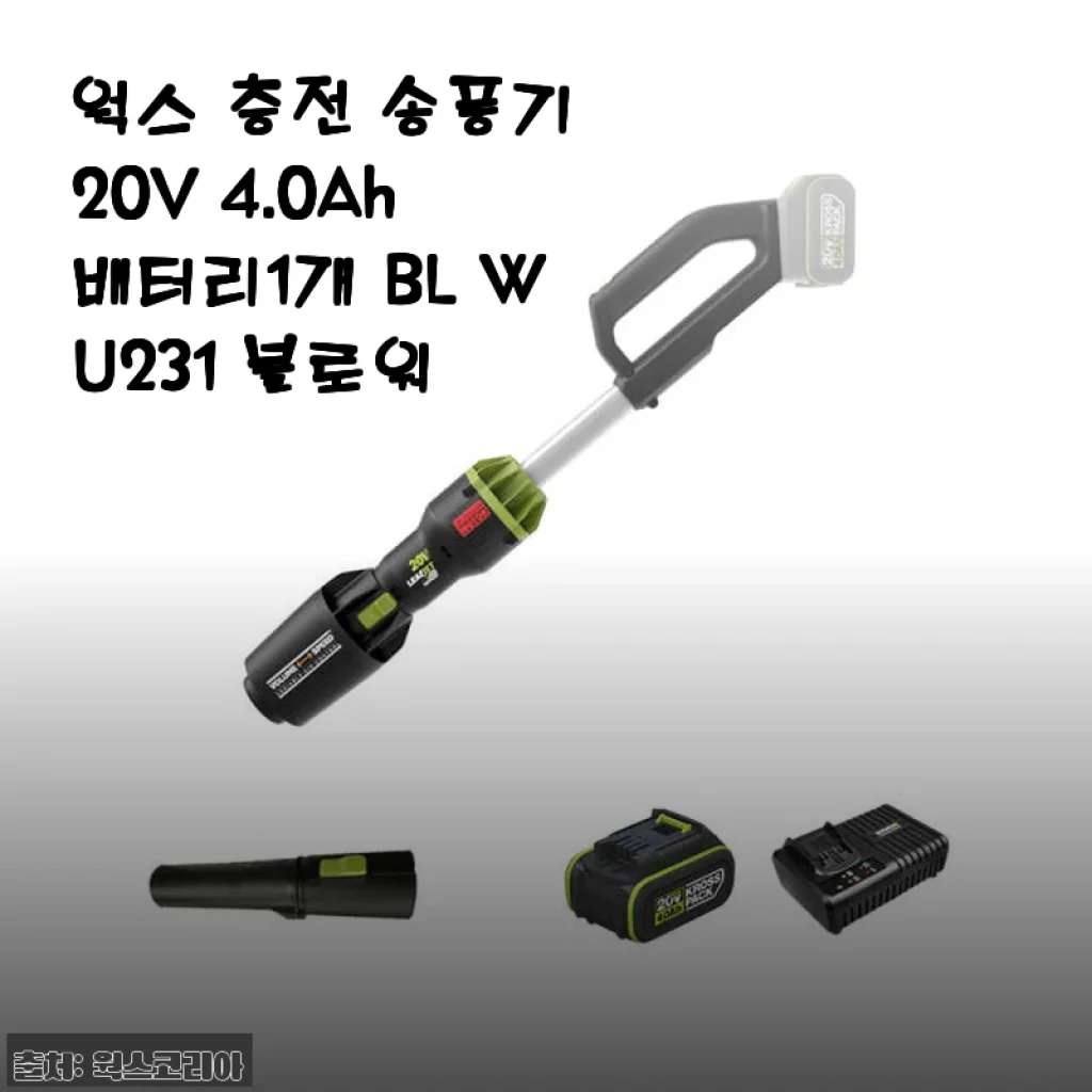 웍스 충전 송풍기 20V 4.0Ah 배터리1개 BL WU231 사용후기
