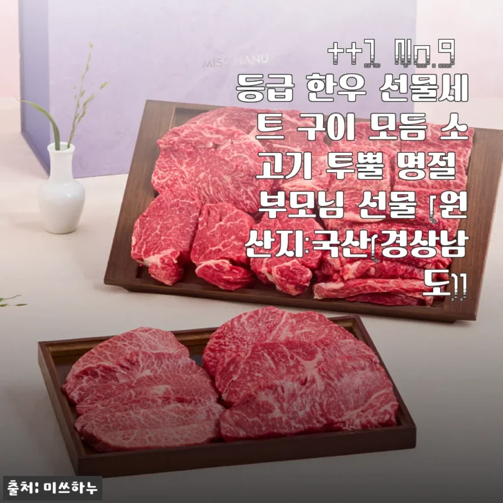 미쓰하누 ++1 No.9 등급 한우 선물세트 구이 모듬 소고기 투뿔 사용후기