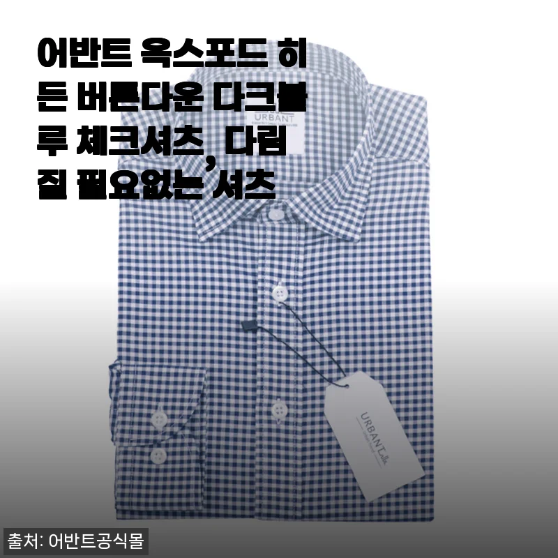 다림질 필요 없는 어반트 옥스포드 히든 버튼다운 다크블루 체크 셔츠, 남편 출근룩 후기