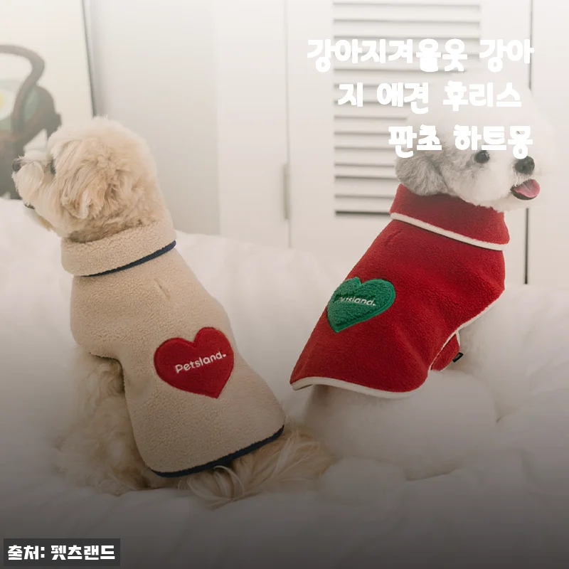 강아지겨울옷 후리스 판초 하트몽, 산책할 때마다 인기 만점인 우리 댕댕이 겨울 룩