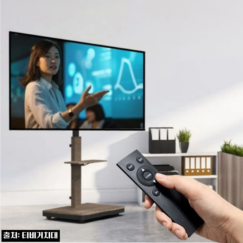 회전형 전동식 높이조절 이동식 TV 거치대 대형 업무용, 75인치까지 커버하는 이슈템
