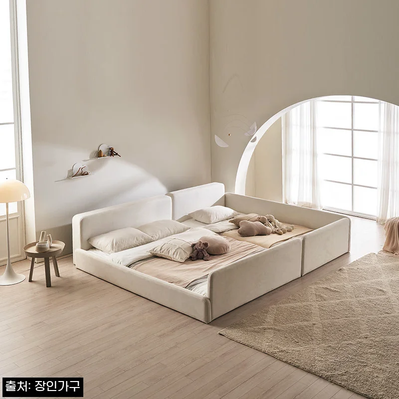 Home 80 장인가구 하랑 E0 패브릭 LED헤드 저상형 패밀리침대 SS+SS 가드형 +본넬, 할인 혜택까지 꼼꼼히 본 구매 체크 후기