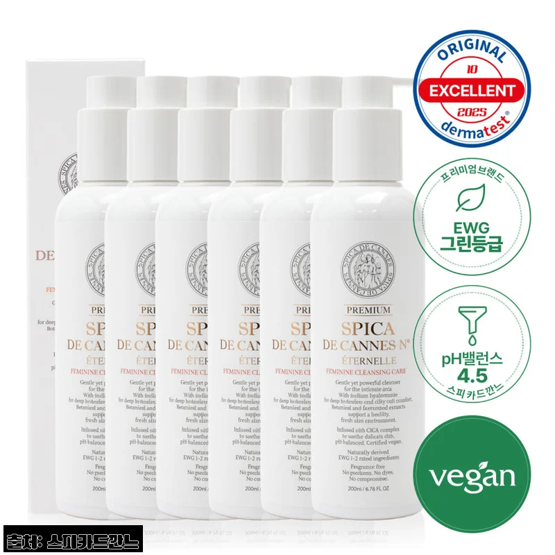 스피카드깐느 에떼르넬 프리미엄 여성청결제 200ml 6개, Y존 보습 케어를 챙기는 구성