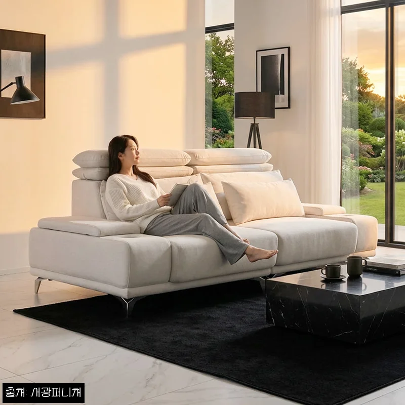 Home 78 미엘라 슬라이드 모션 아쿠아텍스 쇼파 3인용, 크림그레이 공간을 넓게 쓰는 이슈템 후기